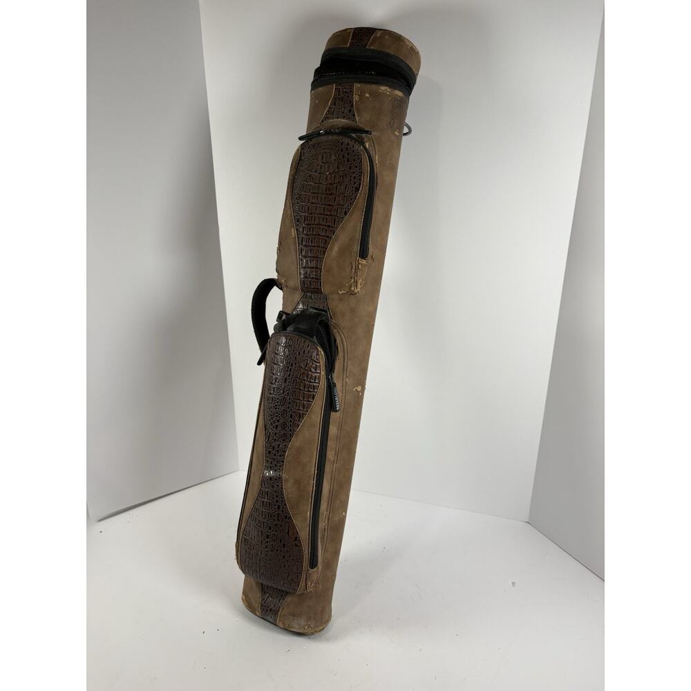 Sterling Pool Cue Case Faux Croc Brown Hard Case Multi Cue Holder Vintage Fair